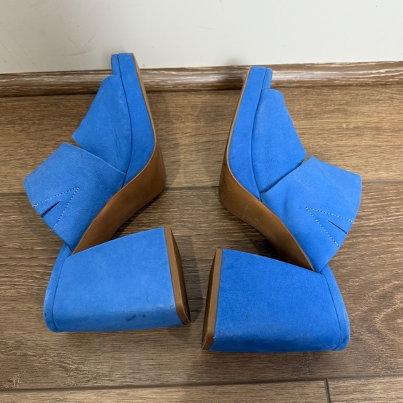 Free People Women's Suede Love is Everywhere Platform Block Heeled Sandals Blue - Picture 8 of 11